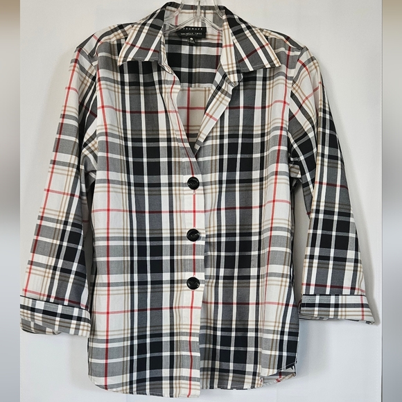 Foxcroft Wrinkle Free Plaid women's long sleeve button down blouse size 8‎ - Picture 1 of 7